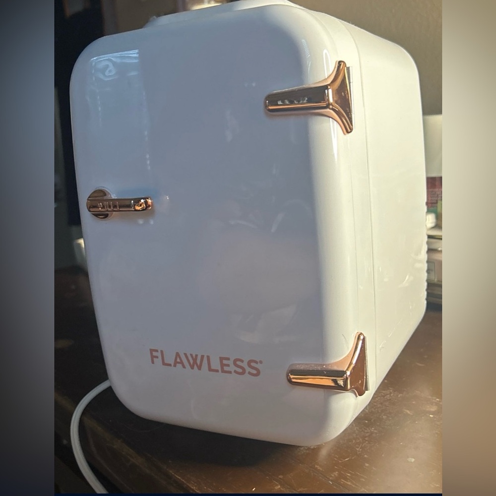 Mini skincare and cosmetics fridge.